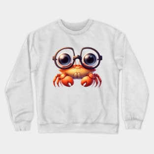 Cute little crab wearing glasses Crewneck Sweatshirt